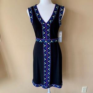 NWT New London Times size 6 Black Purple Dress